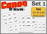 Canon of Words Set 1: ALL CVC WORD CARDS in English Langua