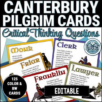 Preview of Canterbury Tales Pilgrim Cards - Critical Thinking Questions - General Prologue
