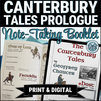 Preview of Canterbury Tales Prologue Note-Taking Booklet on Pilgrims - Print & Digital