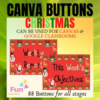 Preview of Canva Buttons - Canva Christmas theme - new year design template- Editable