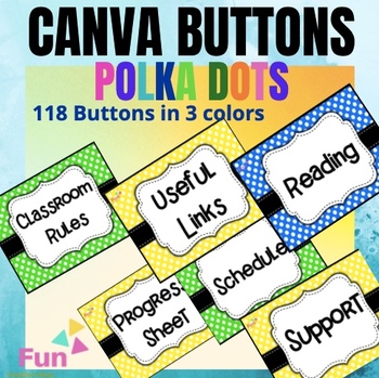 Preview of Canva Buttons - Polka Dots - Buttons for Google Classrooms - Distance Learning