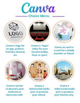 Preview of Canva Graphic Design Projects - Student Choice Chart Menu (Canva Template, PDF)