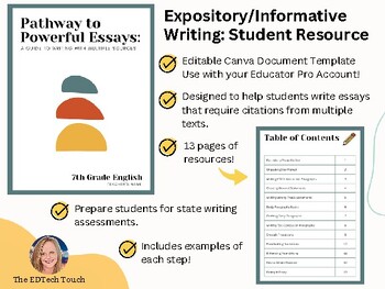 Preview of Canva Expository/Informative Writing Student Resource Packet (15 pages)