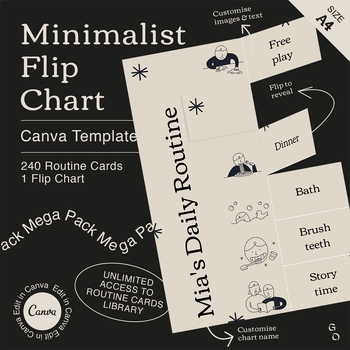 Preview of Canva Minimalist Flip Chart Template | 240 Custom Routine Cards 1 Flip Chart