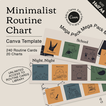 Preview of Canva Routine Chart Template | 240 Custom Routine Cards 20 Routine Charts