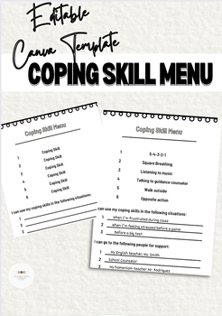 Preview of Canva Template for Coping Skill Menu