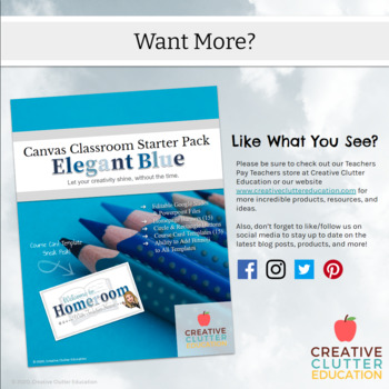 Canvas Classroom Starter Pack - Elegant Blue Template *Editable | TPT