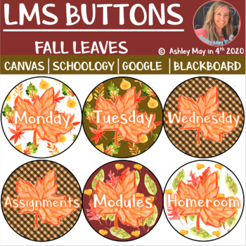Preview of Canvas LMS Buttons Fall Leaves