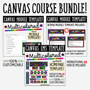 Preview of Canvas LMS Template - BIG COURSE BUNDLE - Multicolored - 100% Customizable