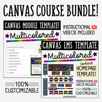 Preview of Canvas LMS Template - COURSE BUNDLE  - Multicolored - 100% Customizable