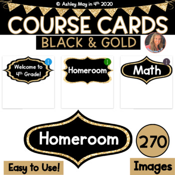 Preview of Canvas LMS Course Cards Black and Gold