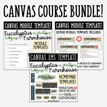 Preview of Canvas LMS Template - BIG COURSE BUNDLE - Eucalyptus Farmhouse - 100% Editable