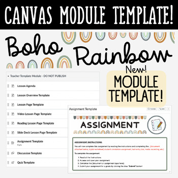 Preview of Canvas LMS Template - MODULE - Boho Rainbow - 100% Customizable