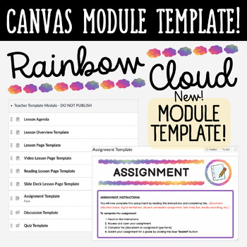 Preview of Canvas LMS Template - MODULE - Rainbow Cloud - 100% Customizable