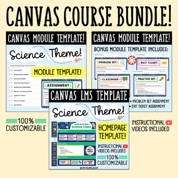 Preview of Canvas LMS Template - BIG COURSE BUNDLE - Science Theme - 100% Customizable
