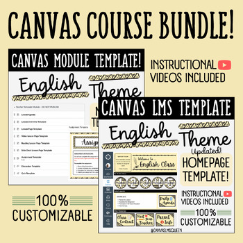 Preview of Canvas LMS Template - COURSE BUNDLE - ELA Theme - 100% Customizable
