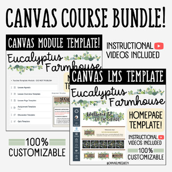 Preview of Canvas LMS Template - COURSE BUNDLE - Eucalyptus Farmhouse - 100% Customizable