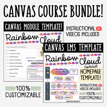 Preview of Canvas LMS Template - COURSE BUNDLE  - Rainbow Cloud - 100% Customizable
