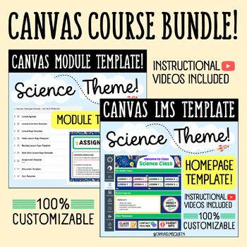 Preview of Canvas LMS Template - COURSE BUNDLE - Science Theme - 100% Customizable
