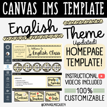 Preview of Canvas LMS Template - HOMEPAGE, BUTTONS & BANNERS - ELA - 100% Editable