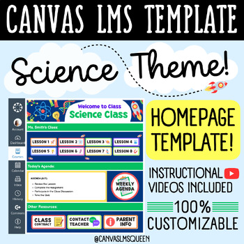 Preview of Canvas LMS Template - HOMEPAGE, BUTTONS & BANNERS - Science - 100% Editable