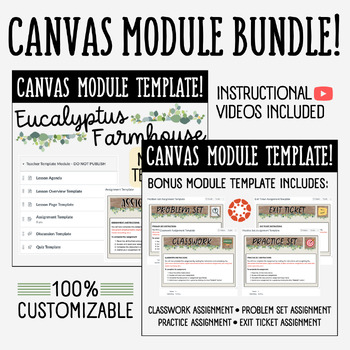 Preview of Canvas LMS Template - MODULE BUNDLE - Eucalyptus Farmhouse - 100% Customizable