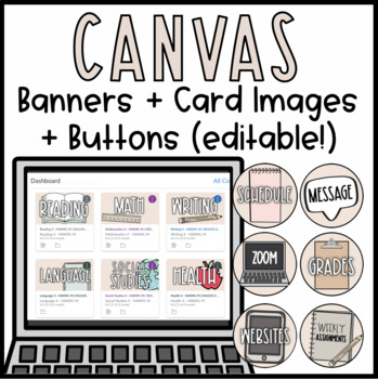 Preview of Neutral Canvas Banners, Buttons, Card Images (Editable)