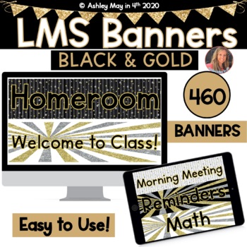 Preview of Canvas and Schoology LMS Banners Black and Gold