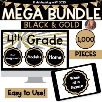 Preview of Canvas and Schoology LMS Buttons MEGA BUNDLE Black and Gold