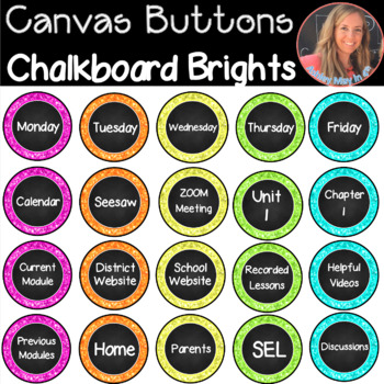 Preview of Canvas and Schoology LMS Buttons and Banners Bundle Chalkboard Brights