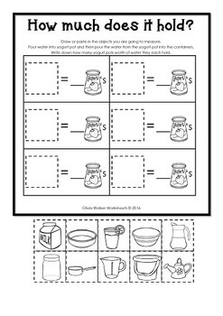 capacity non standard measurement for kindergarten grade one