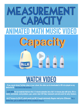 Preview of Capacity | FREE Poster, Worksheet, & Fun Video | 4th-5th Grade