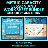 Capacity Metric Lesson and Worksheet, Liters and Millilite