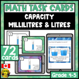 Capacity Task Cards | millilitres mL and litres L | Paper 