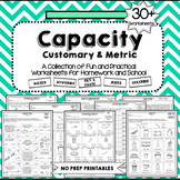 Capacity Worksheets - Customary & Metric