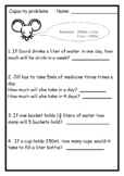 Capacity Word Problems - 3 Differentiated Worksheets