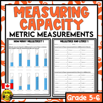 capacity worksheets millilitres and litres metric by brain ninjas