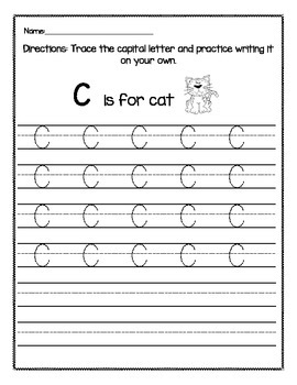 Capital Letter Trace A-Z by Kindergarten Busy Bees | TpT