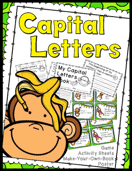 Preview of Capital Letters Game, Worksheets, Book Making Activity, Anchor Chart