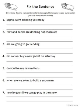 Capital Letters and Punctuation Packet: Winter Theme by Diving Into ...