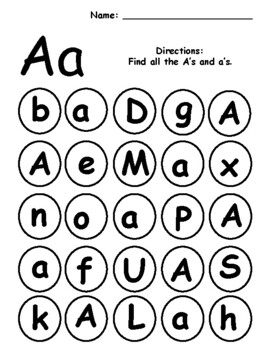 Find the Letter Capital & Lowercase A-Z Bingo Dauber Printable | TpT
