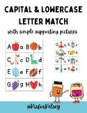 Capital/Lowercase Letter Match Activity with Pictures PreK