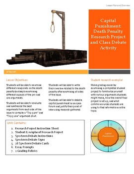 Preview of Capital Punishment: Death Penalty Research Project and Class Debate Activity