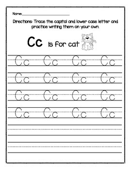 Capital and Lower Case Letter Trace Aa-Zz by Kindergarten Busy Bees