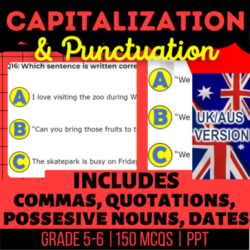 Preview of Capitalisation and Punctuation Interactive: Commas, Quotations UK/AUS English