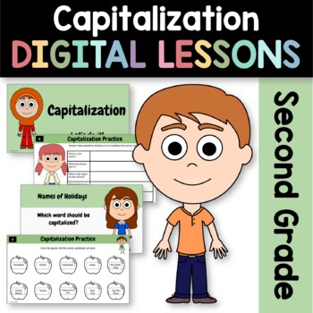 Preview of Capitalization 2nd Grade Interactive Google Slides | Daily Grammar Practice