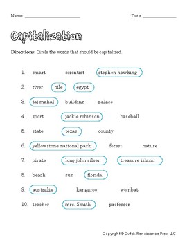 Capitalization Worksheets by Tim's Printables | Teachers Pay Teachers