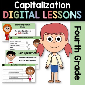 Preview of Capitalization 4th Grade Interactive Google Slides | Daily Grammar Practice