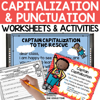 Preview of Capitalization & Punctuation Fix The Sentence Practice Worksheets Posters Rules
