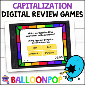 Preview of Capitalization Digital Grammar Review Games BalloonPop™ 2nd Grade
